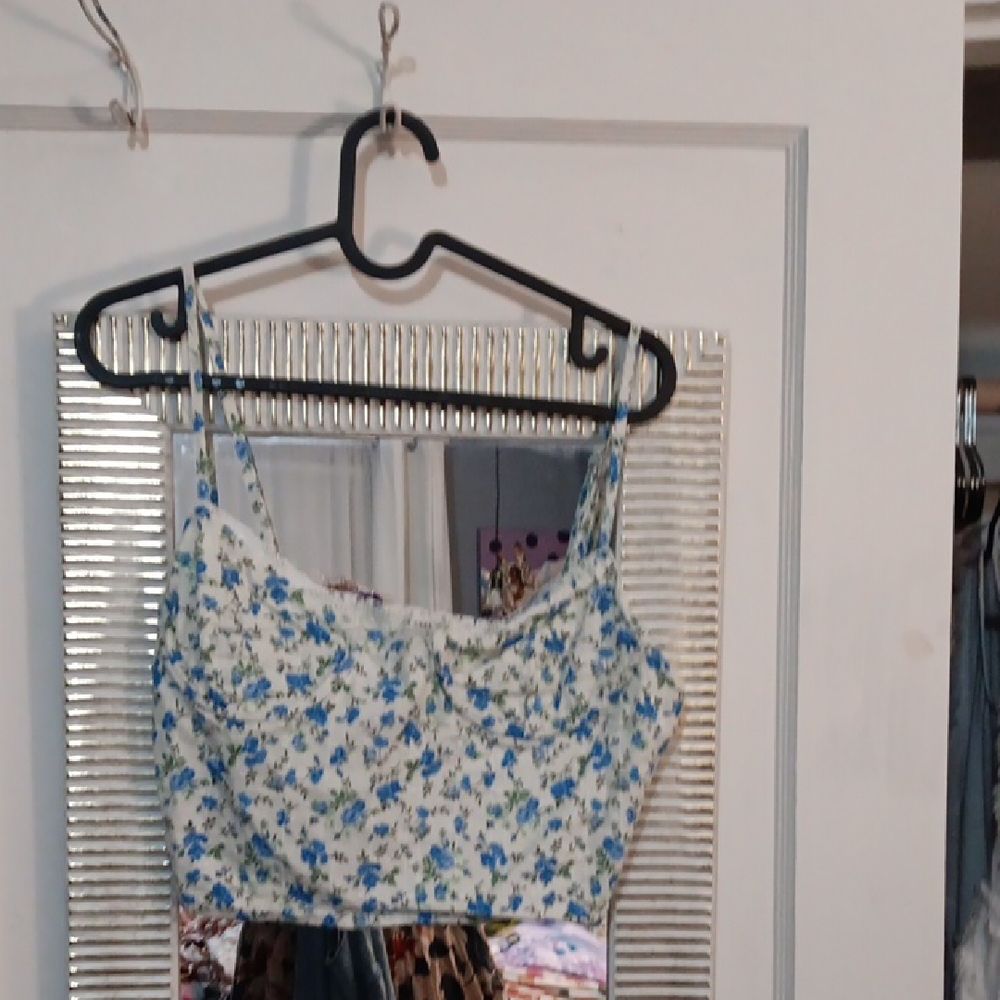 Floral Blue and White Women's Bra Top